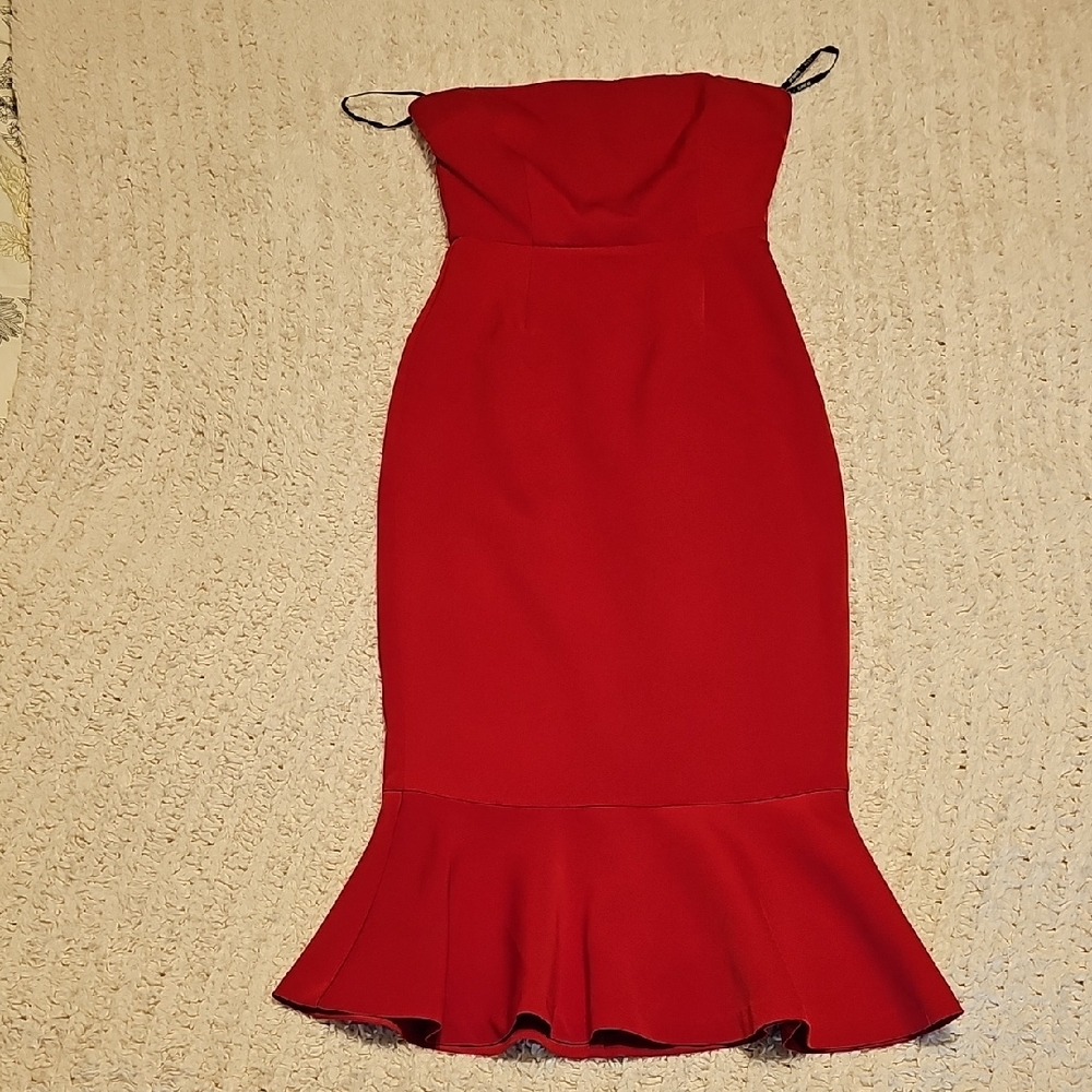 Red Strapless Cocktail Dress